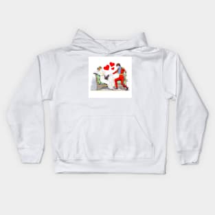 Valentine couple and cat Kids Hoodie